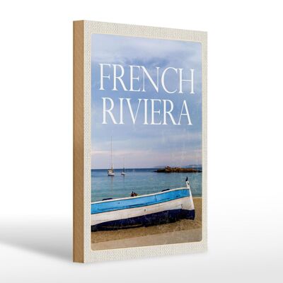 Holzschild Reise 20x30cm Retro french riviera Meer Boot