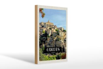 Panneau en bois voyage 20x30cm Gordes France vue vacances 1