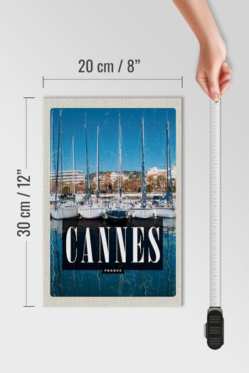 Panneau en bois voyage 20x30cm rétro Cannes France vacances mer 4