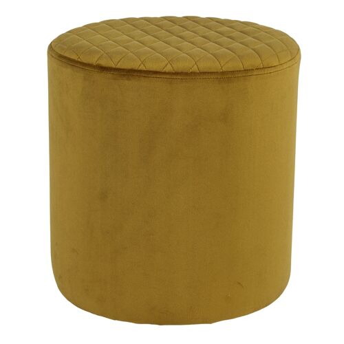 Ejby Pouf - Round pouf in mustard yellow velvet HN1204