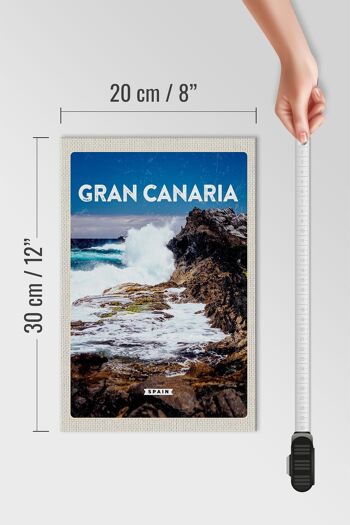 Panneau en bois voyage 20x30cm Gran Canaria Espagne mer montagnes 4