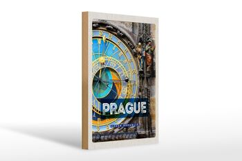 Panneau en bois voyage 20x30cm Horloge de la mairie de Prague République Tchèque 1