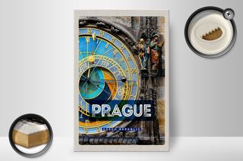 Panneau en bois voyage 20x30cm Horloge de la mairie de Prague République Tchèque 2