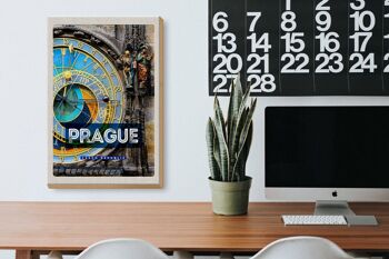 Panneau en bois voyage 20x30cm Horloge de la mairie de Prague République Tchèque 3