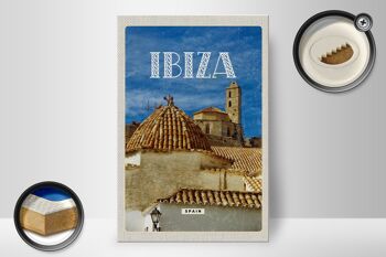 Panneau en bois voyage 20x30cm rétro Ibiza Espagne vieille ville vacances 2