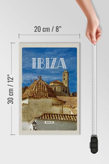 Panneau en bois voyage 20x30cm rétro Ibiza Espagne vieille ville vacances 4