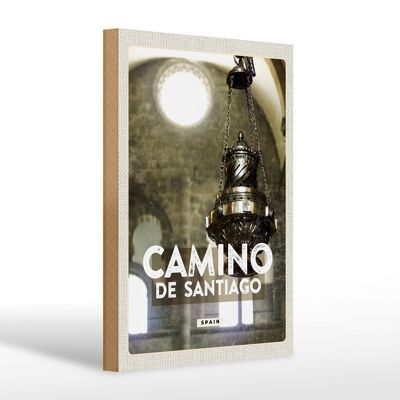Cartello in legno da viaggio 20x30 cm Camino de Santiago Spagna