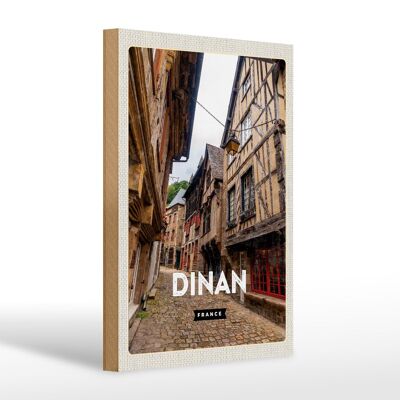 Cartello in legno da viaggio 20x30 cm Dinan Francia città medievale