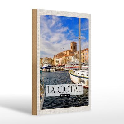 Wooden sign travel 20x30cm La ciotat France sea yachts holiday