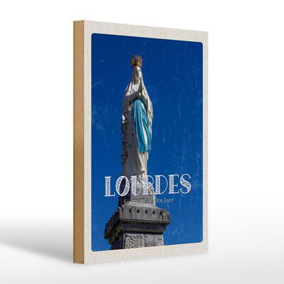 Cartello da viaggio in legno 20x30 cm Santuario Signora Chiesa di Lourdes