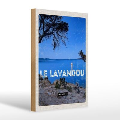 Cartel de madera Viaje 20x30 m Retro Le Lavandou Francia Vacaciones