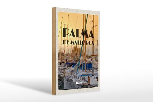 Holzschild Reise 20x30cm Palma de Mallorca Yachten Meer
