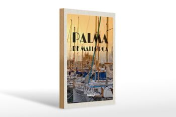 Panneau en bois voyage 20x30cm Palma de Majorque yachts mer 1