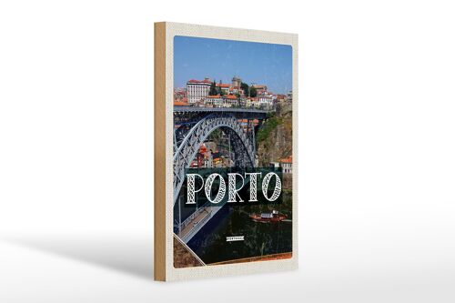 Holzschild Reise 20x30cm Porto Portugal Ponte Dom Luís I