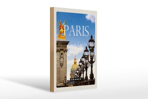 Holzschild Reise 20x30cm Retro Paris France Bild Geschenk