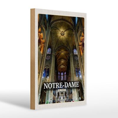 Wooden sign travel 20x30cm Notre Dame Paris Cathedral gift