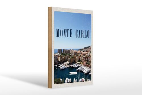 Holzschild Reise 20x30cm Monte Carlo Monaco Meer Urlaub