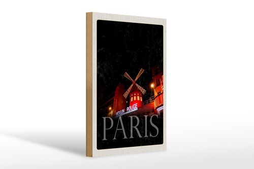 Holzschild Reise 20x30cm Moulin Rouge Paris Varieté Geschenk