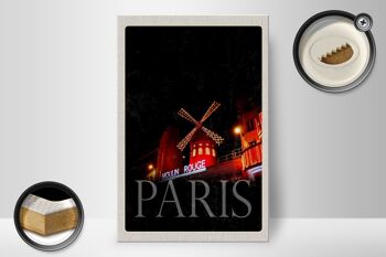 Panneau en bois voyage 20x30cm Moulin Rouge Paris cadeau spectacle de variétés 2