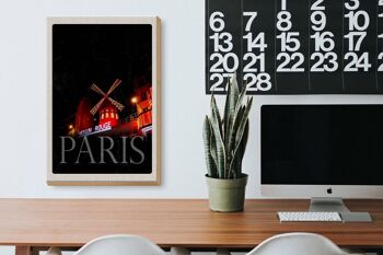 Panneau en bois voyage 20x30cm Moulin Rouge Paris cadeau spectacle de variétés 3