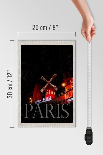 Panneau en bois voyage 20x30cm Moulin Rouge Paris cadeau spectacle de variétés 4