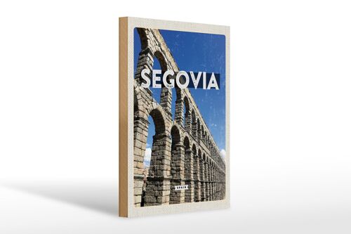 Holzschild Reise 20x30cm Segovia Spain römische Aquädukte