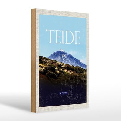 Cartel de madera viaje 20x30cm Retro Teide España montaña más alta