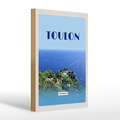 Wooden sign travel 20x30cm Toulon France sea holiday poster