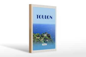 Panneau en bois voyage 20x30cm Toulon France affiche vacances mer 1