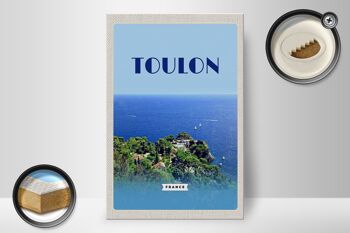 Panneau en bois voyage 20x30cm Toulon France affiche vacances mer 2