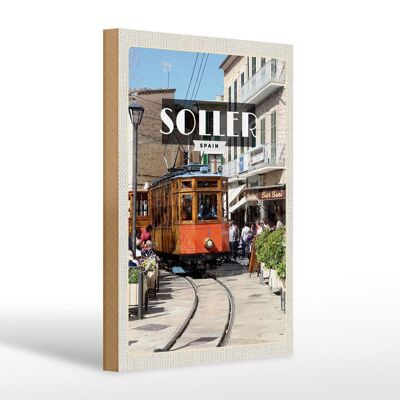 Wooden sign travel 20x30cm Soller Spain narrow gauge wooden train