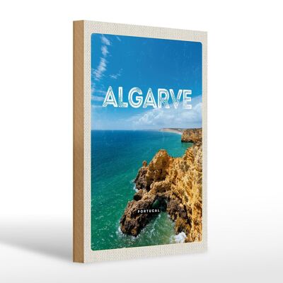 Cartel de madera viaje 20x30cm Algarve Portugal vacaciones en el mar