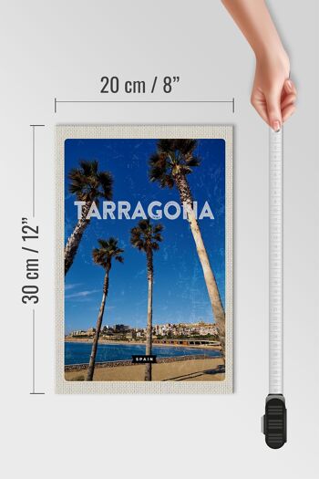 Panneau en bois voyage 20x30cm Tarragone Espagne palmiers vue mer 4