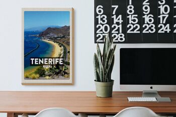 Panneau en bois voyage 20x30cm Tererife Espagne panorama photo mer 3