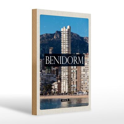 Holzschild Reise 20x30cm Benidorm Spain Panorama Poster