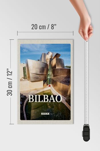 Panneau en bois voyage 20x30cm Bilbao Espagne ville portuaire lieu de vacances 4