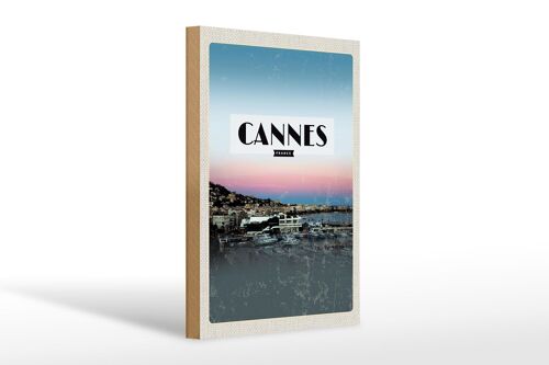 Holzschild Reise 20x30cm Cannes France Panorama Bild Urlaub