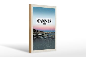 Panneau en bois voyage 20x30cm Cannes France panorama photo vacances 1