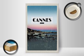 Panneau en bois voyage 20x30cm Cannes France panorama photo vacances 2