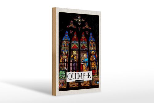 Holzschild Reise 20x30cm Quimper Saint Corenwooden Kathedrale