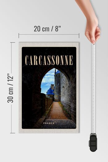 Panneau en bois voyage 20x30cm Carcassonne France château vieille ville 4