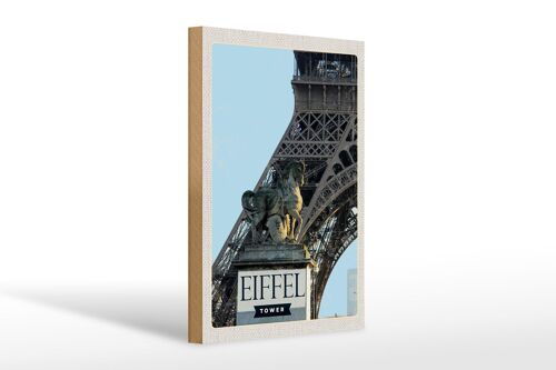 Holzschild Reise 20x30cm Eiffel Tower Paris Tourismus