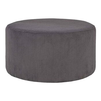 Melby Pouf - Pouf rond en velours côtelé gris foncé HN1212 1