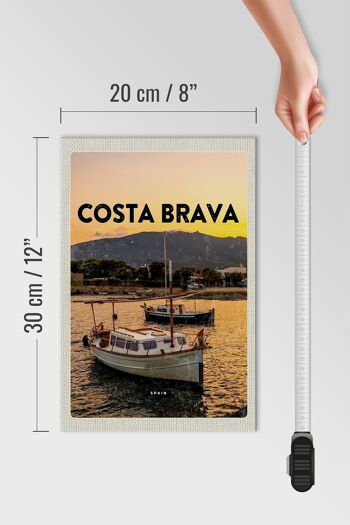 Panneau en bois voyage 20x30cm Costa Brava Espagne coucher de soleil 4