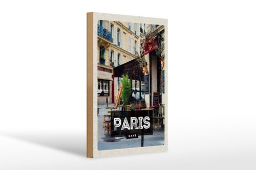 Holzschild Reise 20x30cm Paris Cafe Reiseziel Poster Geschenk