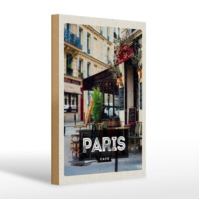 Cartello in legno da viaggio 20x30 cm Paris Cafe destinazione poster regalo