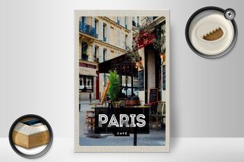 Panneau en bois voyage 20x30cm, affiche de Destination de voyage café Paris, cadeau 2