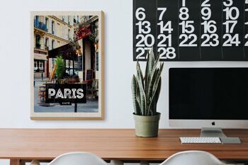 Panneau en bois voyage 20x30cm, affiche de Destination de voyage café Paris, cadeau 3