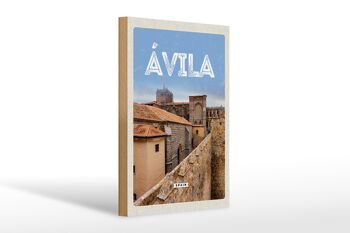 Panneau en bois voyage 20x30cm Avila Espagne Mur de la ville médiévale 1