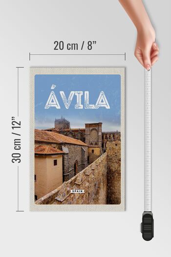Panneau en bois voyage 20x30cm Avila Espagne Mur de la ville médiévale 4